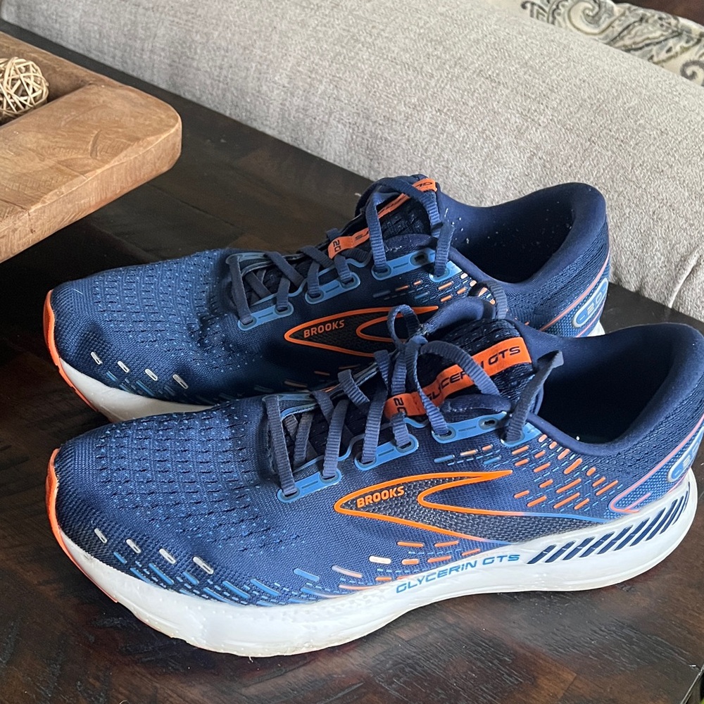 Men’s BROOKS 11.5 Glycerin GTS Navy and Orange Athletic Sneakers Shoes Running